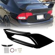DURAFORCE Gloss Blk Painted Rear Trunk Spoiler Wing JDM Mugen Style For Honda Civic 06-11