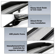 DURAFORCE GLOSS BLACK BUMPER GRILL MESH GRILLE FOR TOYOTA COROLLA 2003-2007 2004 2005 2006