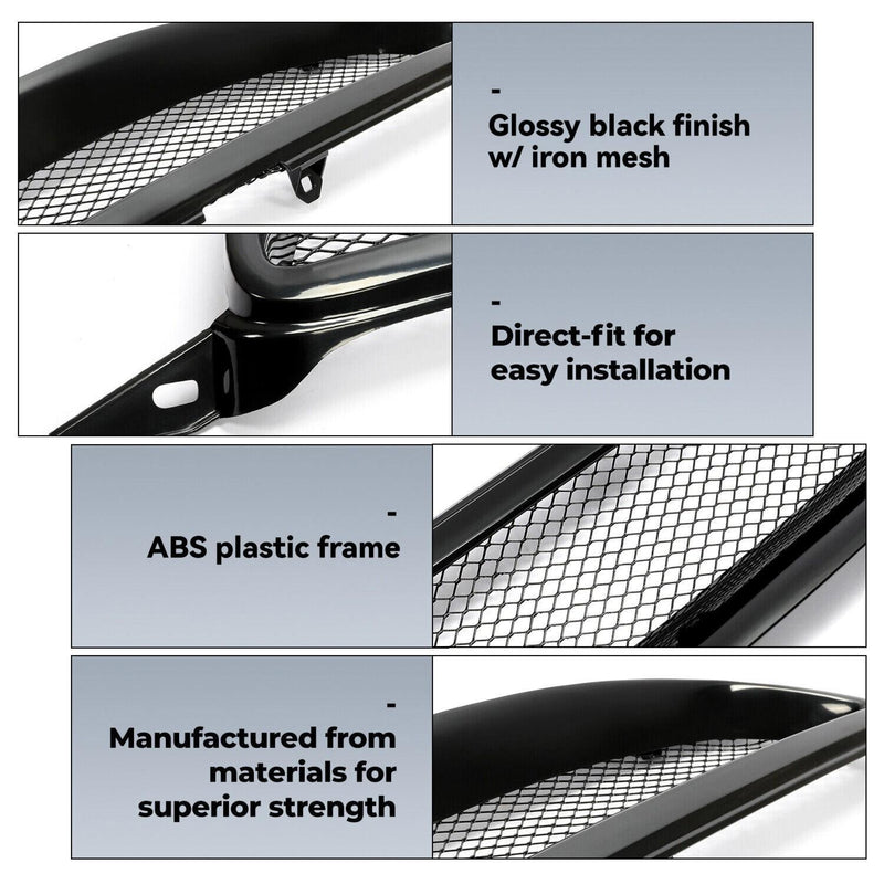 DURAFORCE GLOSS BLACK BUMPER GRILL MESH GRILLE FOR TOYOTA COROLLA 2003-2007 2004 2005 2006