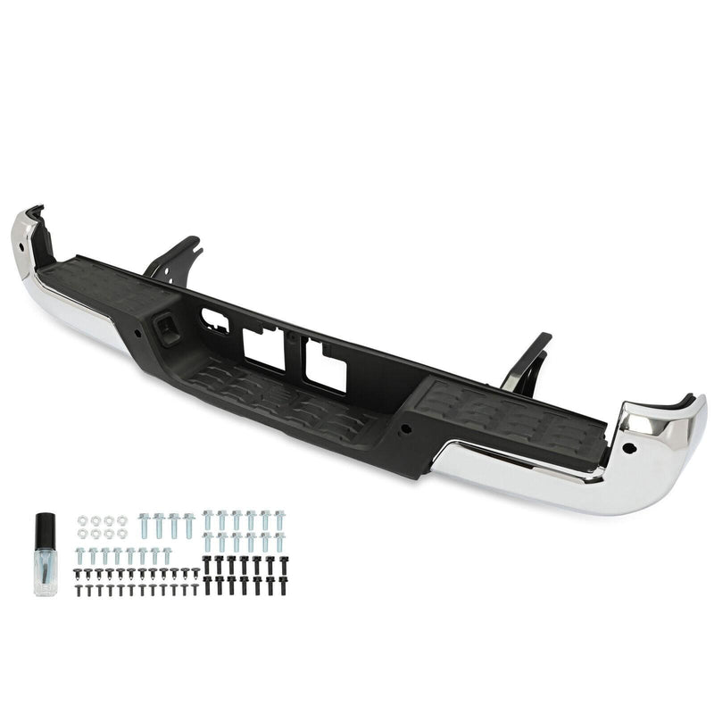 DURAFORCE Chrome Rear Step Bumper For Toyota Tacoma 2016-2023 With Parking Aid Sensor Hole