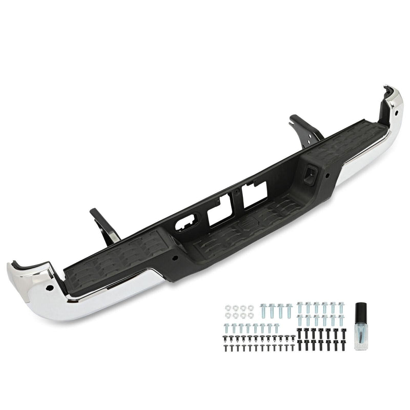 DURAFORCE Chrome Rear Step Bumper For Toyota Tacoma 2016-2023 With Parking Aid Sensor Hole