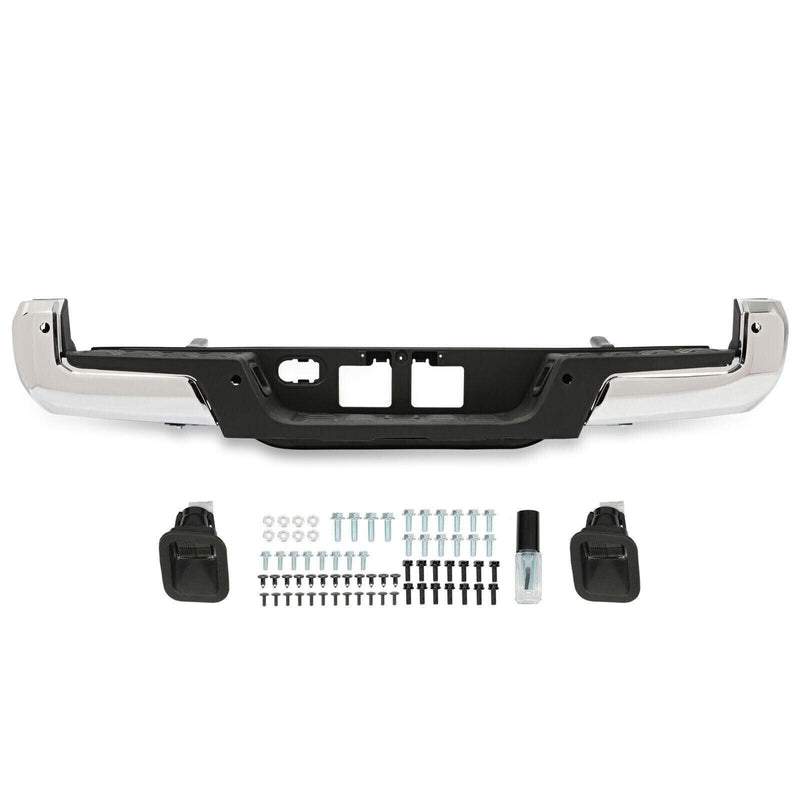 DURAFORCE Chrome Rear Step Bumper For Toyota Tacoma 2016-2023 With Parking Aid Sensor Hole