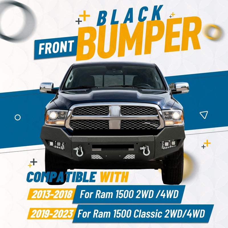 DURAFORCE For Ram 2/4WD 1500 Classic 13-2023 20 Heavy Duty Front Bumper W/D-Ring Fog Light