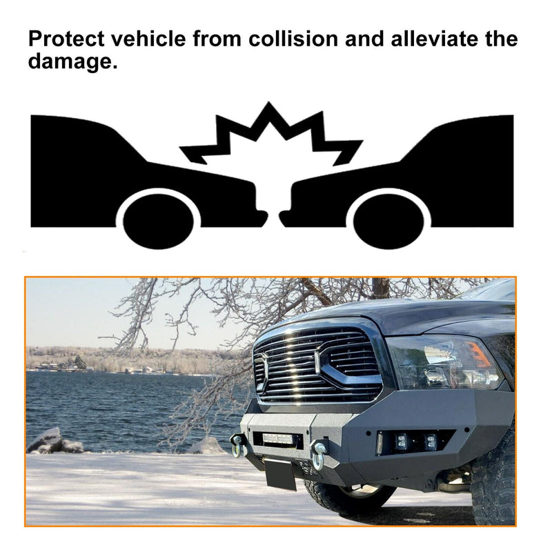 DURAFORCE For Ram 2/4WD 1500 Classic 13-2023 20 Heavy Duty Front Bumper W/D-Ring Fog Light