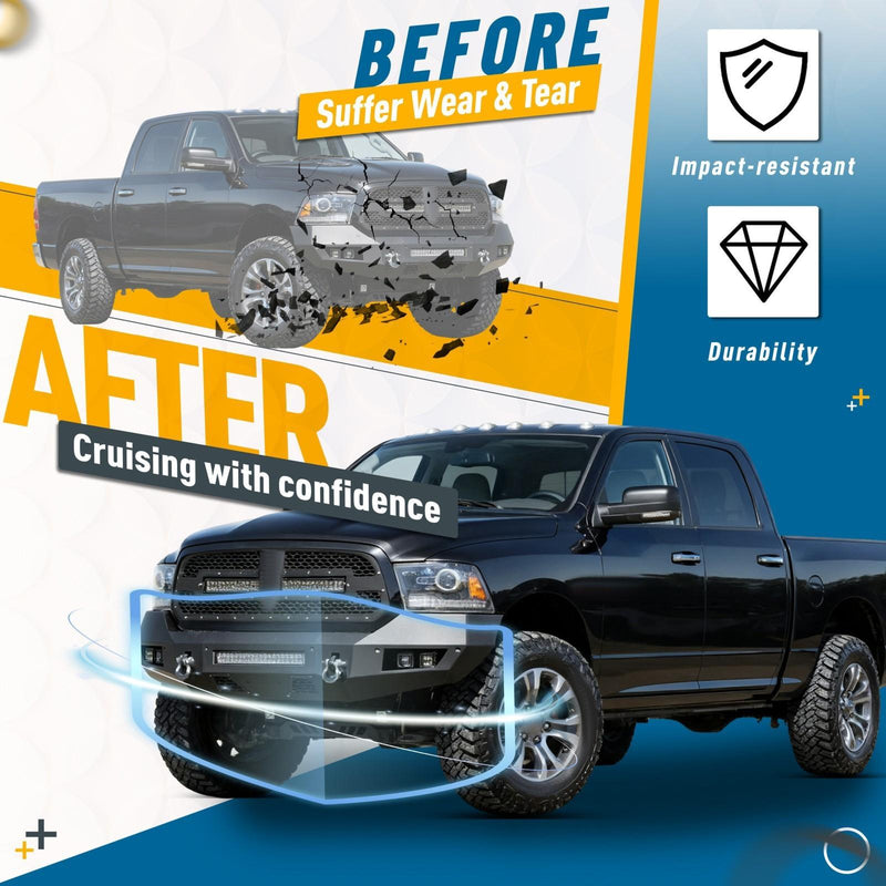 DURAFORCE For Ram 2/4WD 1500 Classic 13-2023 20 Heavy Duty Front Bumper W/D-Ring Fog Light