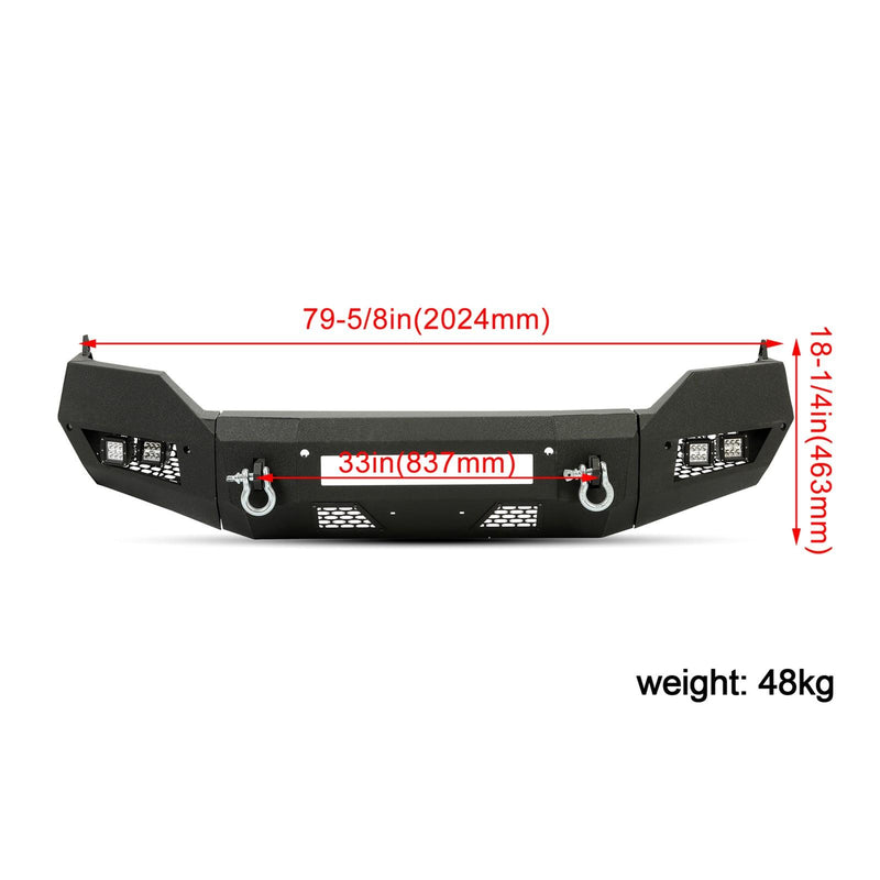 DURAFORCE For Ram 2/4WD 1500 Classic 13-2023 20 Heavy Duty Front Bumper W/D-Ring Fog Light
