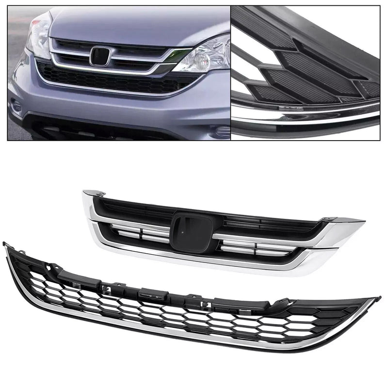 DURAFORCE Front Hood Bumper Upper Grill Mesh Grille Chrome For Honda CRV CR-V 2010-2011