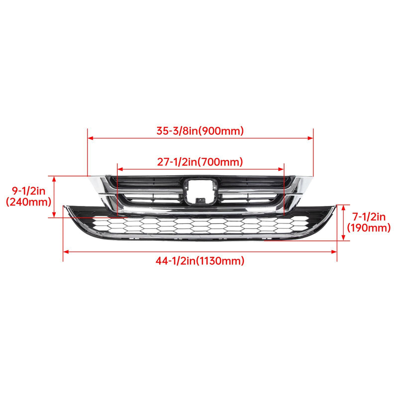 DURAFORCE Front Hood Bumper Upper Grill Mesh Grille Chrome For Honda CRV CR-V 2010-2011