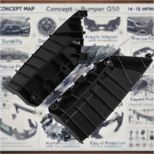 DURAFORCE Black Front Bumper Stiffener Bracket Left &Right For Infiniti Q50 2014-2022 2018