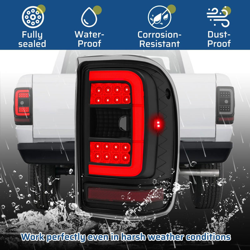 DURAFORCE For Ford Ranger 2001-2011 Black Housing Smoke Lens Tail Lights LED C Light Bar