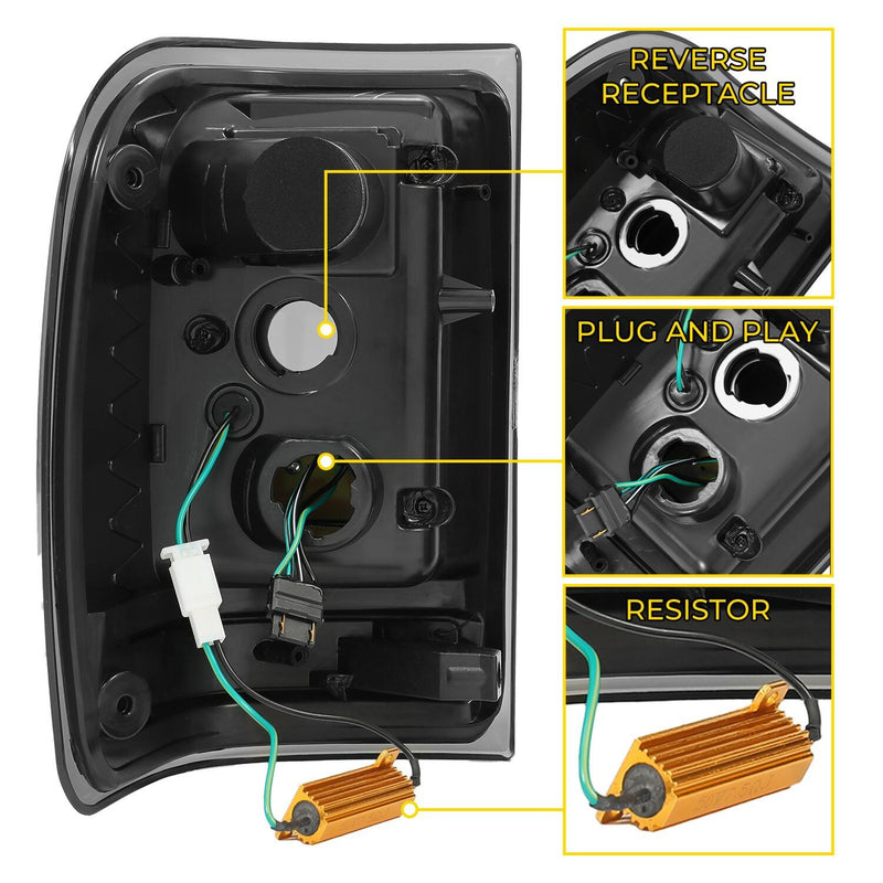 DURAFORCE For Ford Ranger 2001-2011 Black Housing Smoke Lens Tail Lights LED C Light Bar