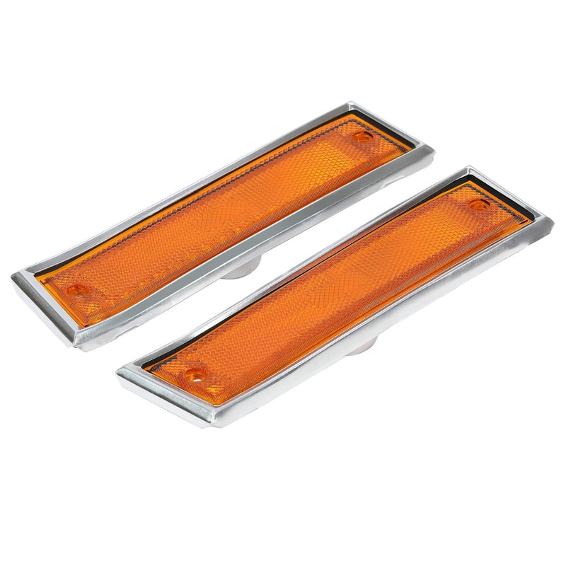 DURAFORCE Fit For 81-91 GMC Chevy Pickup Truck Pair Front Side Marker Lights Amber Lens