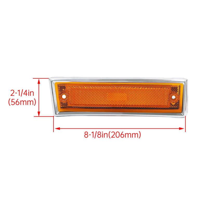 DURAFORCE Fit For 81-91 GMC Chevy Pickup Truck Pair Front Side Marker Lights Amber Lens