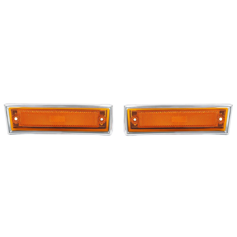 DURAFORCE Fit For 81-91 GMC Chevy Pickup Truck Pair Front Side Marker Lights Amber Lens