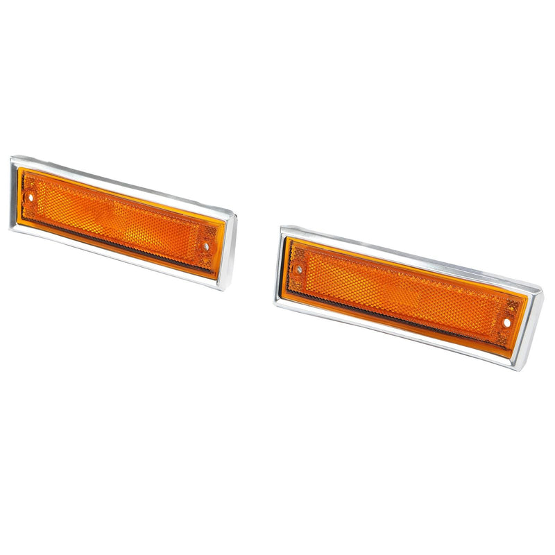 DURAFORCE Fit For 81-91 GMC Chevy Pickup Truck Pair Front Side Marker Lights Amber Lens