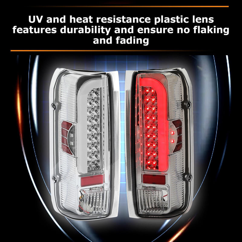 DURAFORCE For 1990-1997 Ford F150 F250 F350 Bronco LH & RH Tail Lights Brake Lamps LED