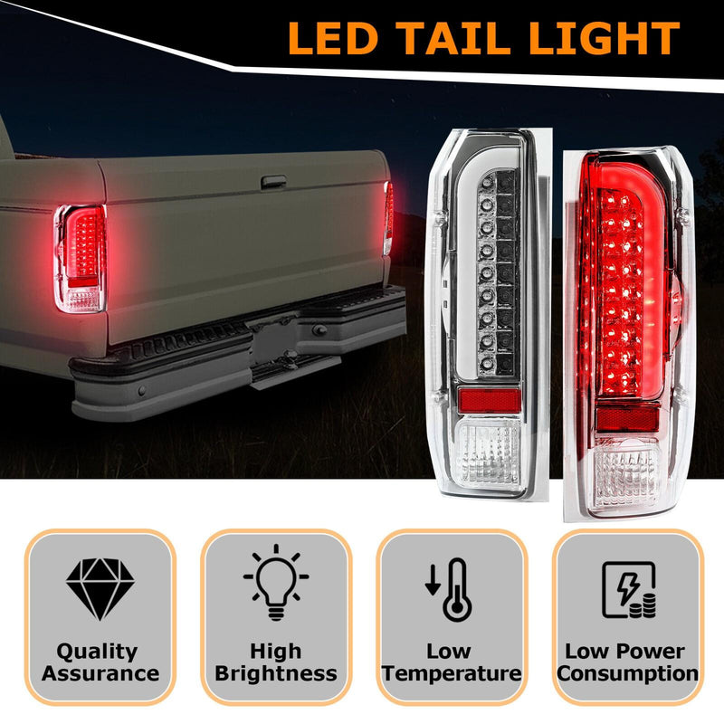 DURAFORCE For 1990-1997 Ford F150 F250 F350 Bronco LH & RH Tail Lights Brake Lamps LED