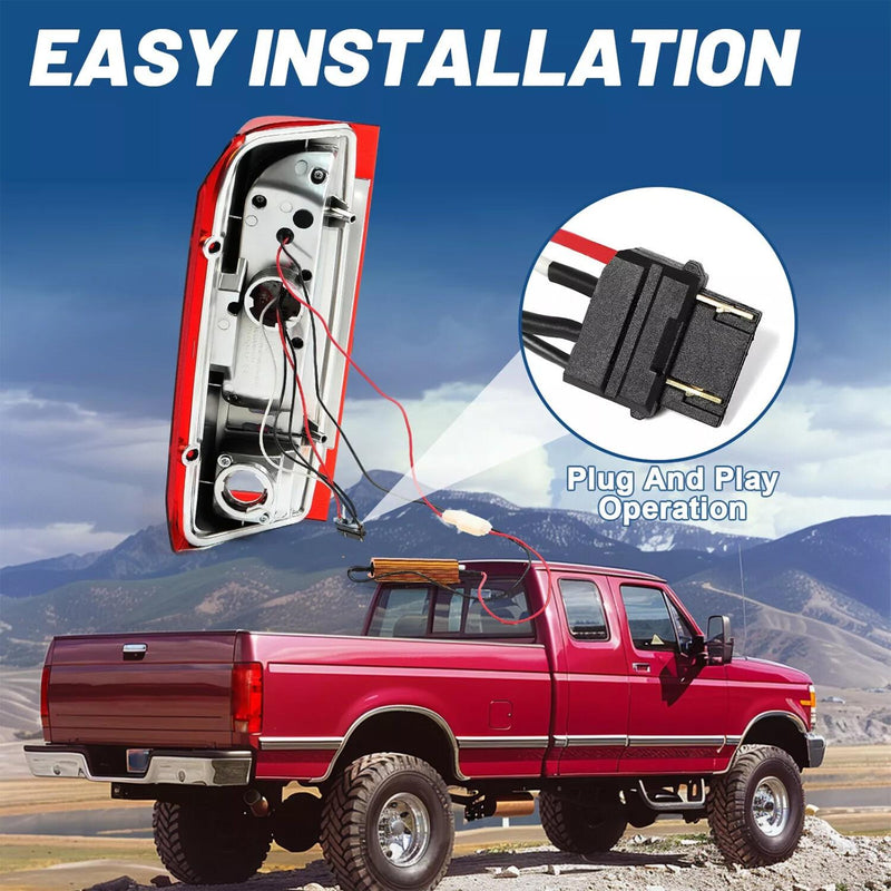 DURAFORCE LED Tail Lights Rear Brake Lamps For 90-97 96 Ford F150 F250 F350 Bronco Pair