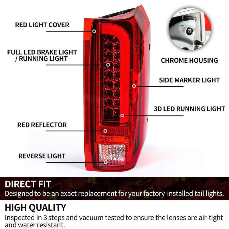 DURAFORCE LED Tail Lights Rear Brake Lamps For 90-97 96 Ford F150 F250 F350 Bronco Pair