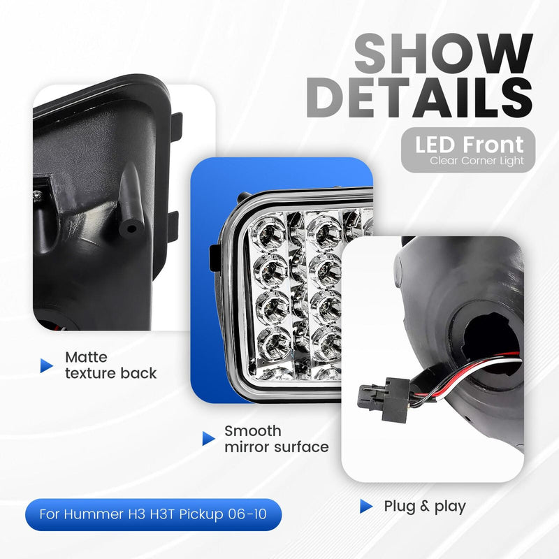 DURAFORCE For Hummer H3/H3T Pickup 06-10 Led Front Corner Light Lamp Clear Signal Parking