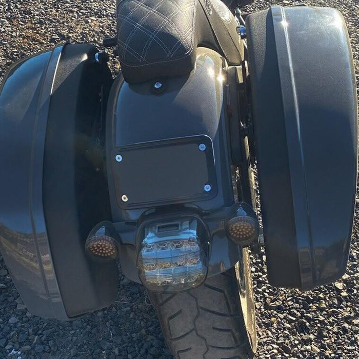 DURAFORCE 3 Hole Curved Laydown License Plate Mount Bracket w/Frame For Harley Dyna XL