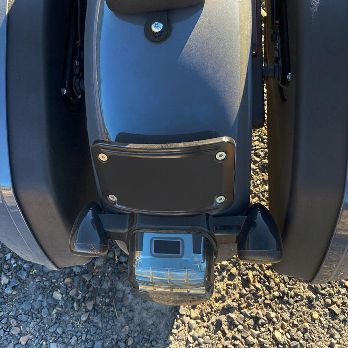 DURAFORCE 3 Hole Curved Laydown License Plate Mount Bracket w/Frame For Harley Dyna XL