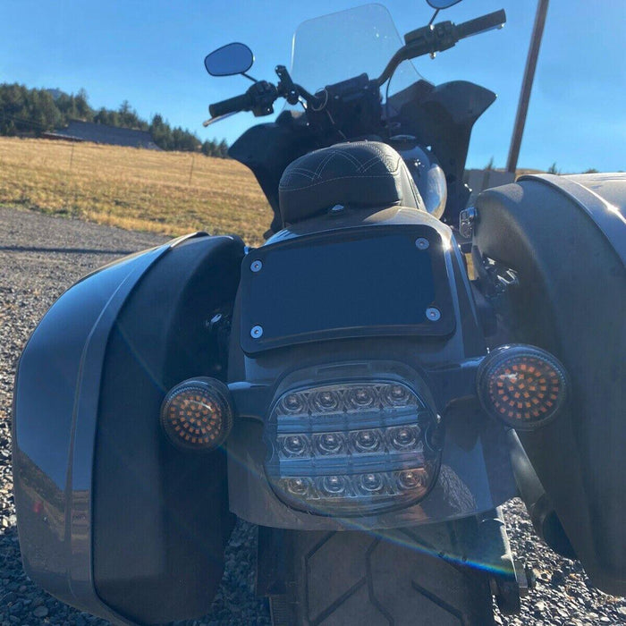 DURAFORCE 3 Hole Curved Laydown License Plate Mount Bracket w/Frame For Harley Dyna XL