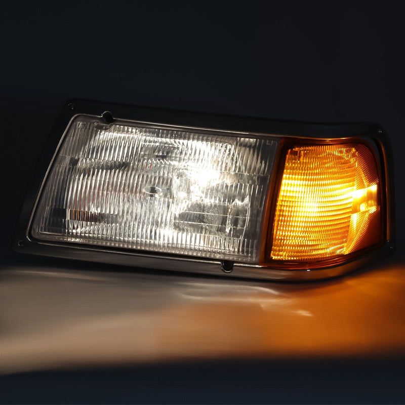 DURAFORCE Pair Clear Headlamps+Corner Lights+Bezels w/Bulbs For Peterbilt 375 385 Trucks