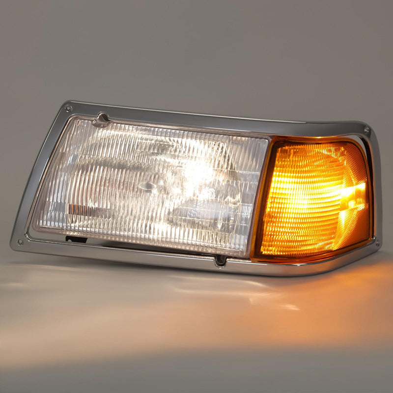DURAFORCE Pair Clear Headlamps+Corner Lights+Bezels w/Bulbs For Peterbilt 375 385 Trucks