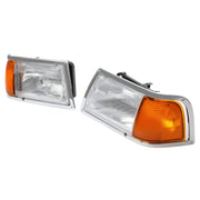 DURAFORCE Pair Clear Headlamps+Corner Lights+Bezels w/Bulbs For Peterbilt 375 385 Trucks