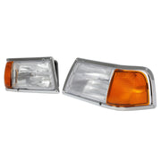 DURAFORCE Pair Clear Headlamps+Corner Lights+Bezels w/Bulbs For Peterbilt 375 385 Trucks