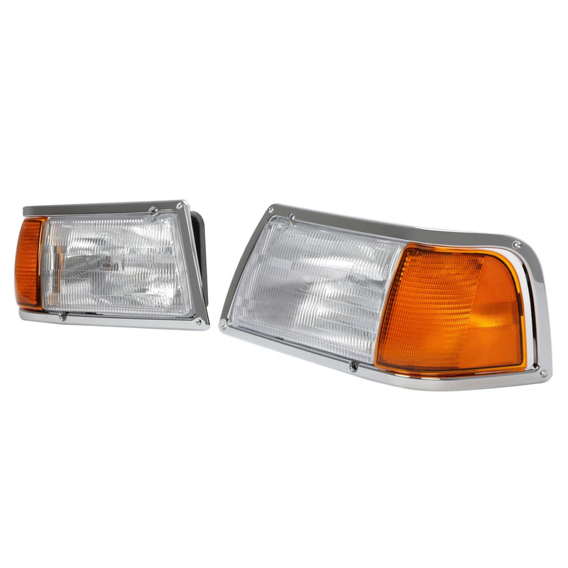 DURAFORCE Pair Clear Headlamps+Corner Lights+Bezels w/Bulbs For Peterbilt 375 385 Trucks