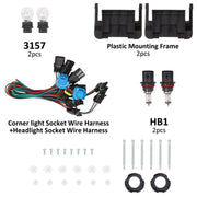 DURAFORCE Pair Clear Headlamps+Corner Lights+Bezels w/Bulbs For Peterbilt 375 385 Trucks