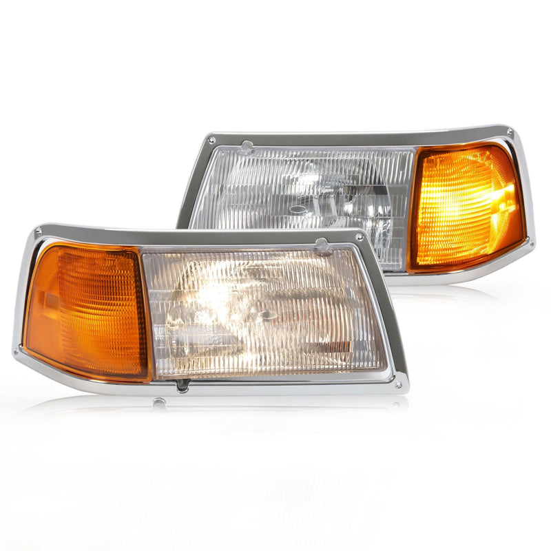 DURAFORCE Pair Clear Headlamps+Corner Lights+Bezels w/Bulbs For Peterbilt 375 385 Trucks