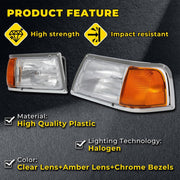 DURAFORCE Pair Clear Headlamps+Corner Lights+Bezels w/Bulbs For Peterbilt 375 385 Trucks