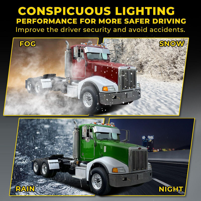 DURAFORCE Pair Clear Headlamps+Corner Lights+Bezels w/Bulbs For Peterbilt 375 385 Trucks