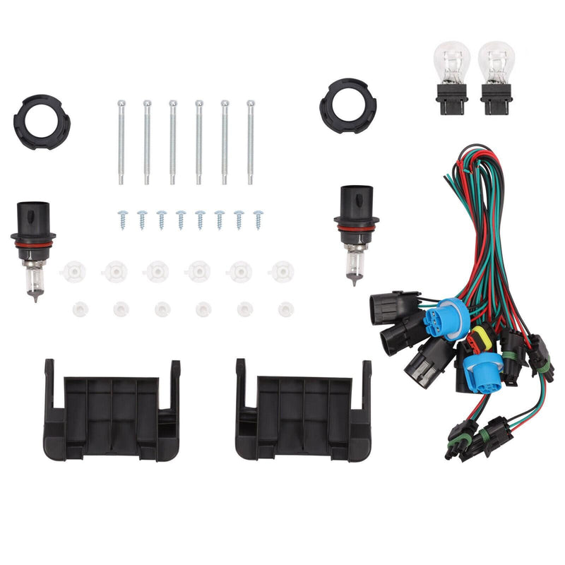 DURAFORCE Pair Clear Headlamps+Corner Lights+Bezels w/Bulbs For Peterbilt 375 385 Trucks