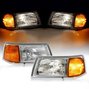DURAFORCE Pair Clear Headlamps+Corner Lights+Bezels w/Bulbs For Peterbilt 375 385 Trucks