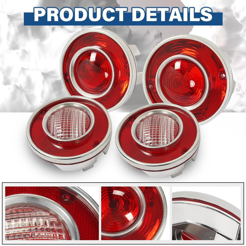 DURAFORCE 4PCS Tail Lights and Backup Lights Lamps Fit For Chevrolet Corvette C3 1975-1979