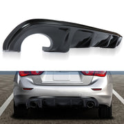 DURAFORCE Fits 2014-17 Infiniti Q50 Gloss Black Rear Diffuser Bumper Lip Spoiler Splitter