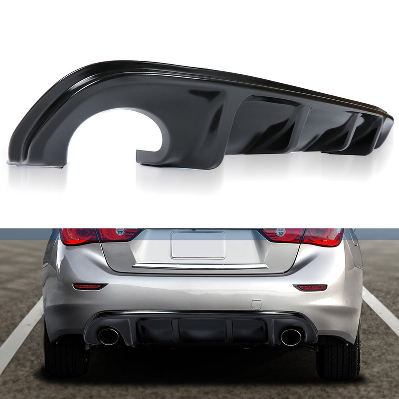 DURAFORCE Fits 2014-17 Infiniti Q50 Gloss Black Rear Diffuser Bumper Lip Spoiler Splitter