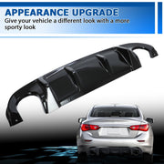 DURAFORCE Fits 2014-17 Infiniti Q50 Gloss Black Rear Diffuser Bumper Lip Spoiler Splitter
