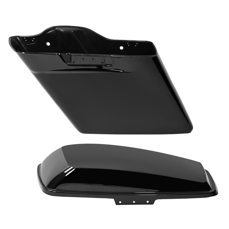 DURAFORCE Vivid Black Stretched Extended Hard Saddlebags For 14-24 Harley Road King Glide