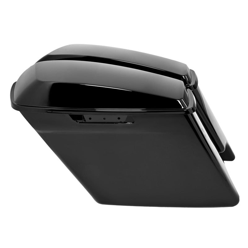 DURAFORCE Vivid Black Stretched Extended Hard Saddlebags For 14-24 Harley Road King Glide