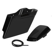 DURAFORCE Vivid Black Stretched Extended Hard Saddlebags For 14-24 Harley Road King Glide