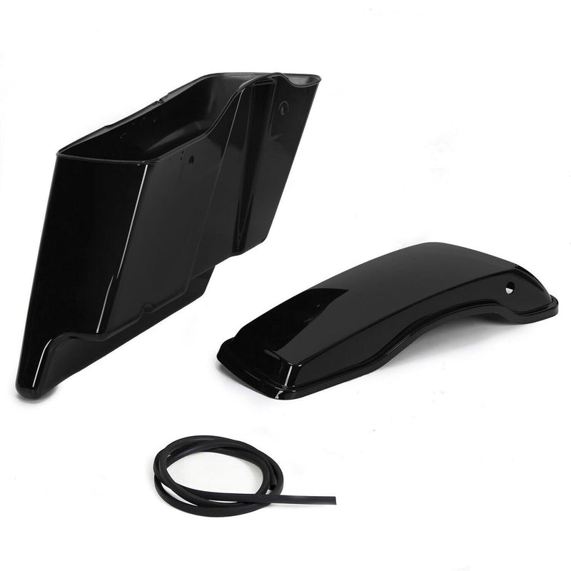 DURAFORCE Vivid Black Stretched Extended Hard Saddlebags For 14-24 Harley Road King Glide