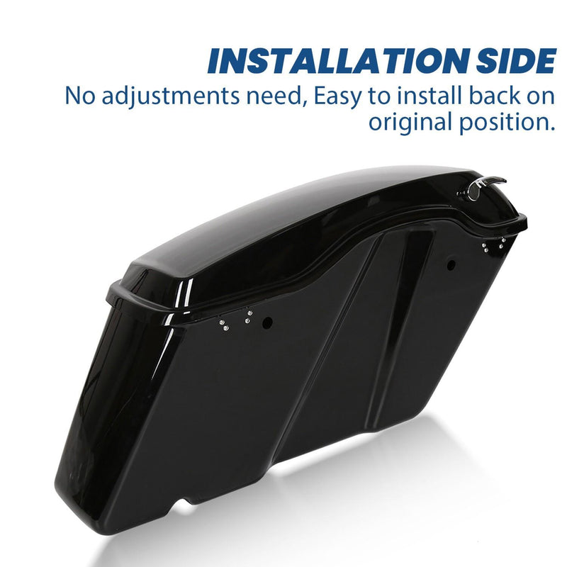 DURAFORCE Black Saddlebag Saddle Bags For Harley Davidson Touring Road Street Glide 14-24