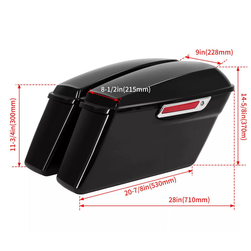DURAFORCE Black Saddlebag Saddle Bags For Harley Davidson Touring Road Street Glide 14-24