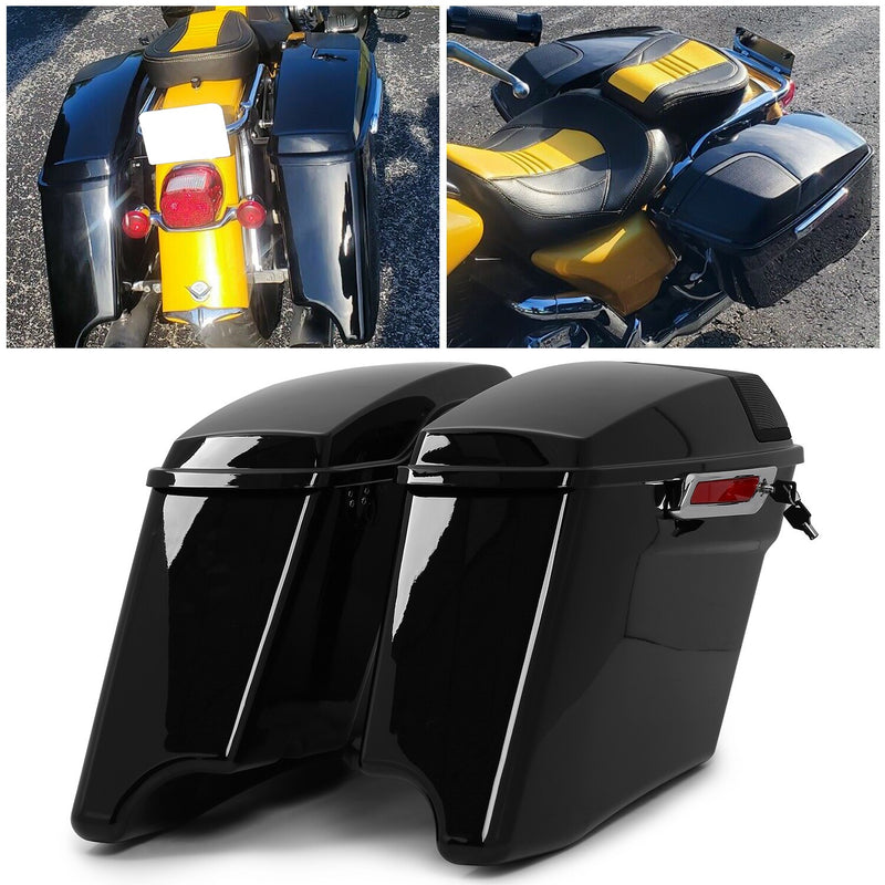 DURAFORCE For 93-13 Harley Touring CVO 4" Stretched Hard Saddlebags with 5x7 Speaker Lids