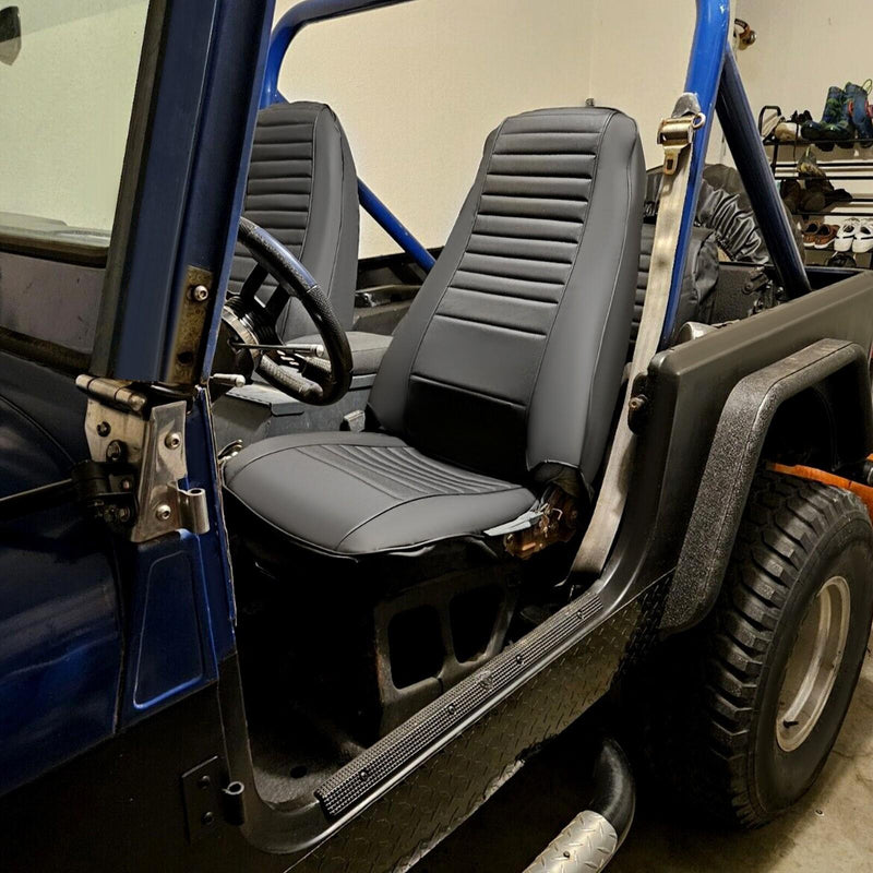 DURAFORCE For Jeep Wrangler YJ 87-95 / CJ7 CJ8 76-86 NEW Black Front & Rear Seat Cover SET